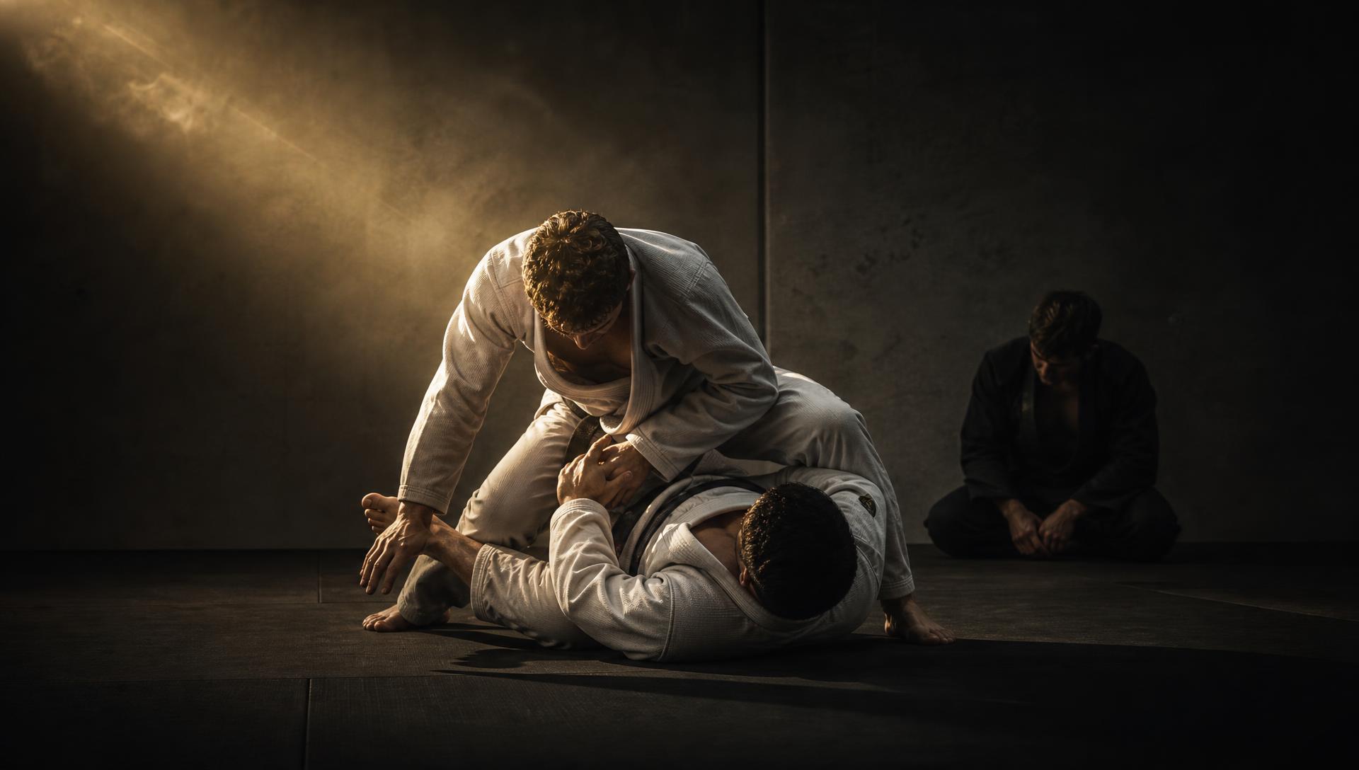 Athlètes de Jiu-Jitsu Brésilien en kimono s'entraînant au Cercle Jiu-Jitsu à Marseille